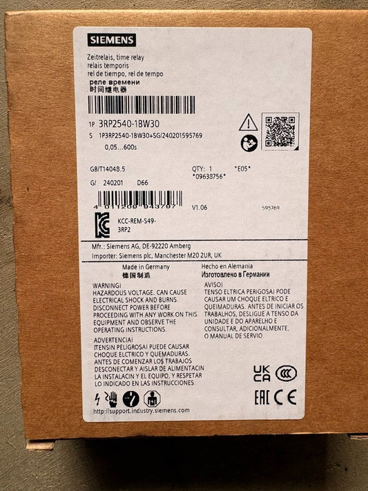 Siemens 3RP2540-1BW30 Time Relay – New (8 pcs Available)