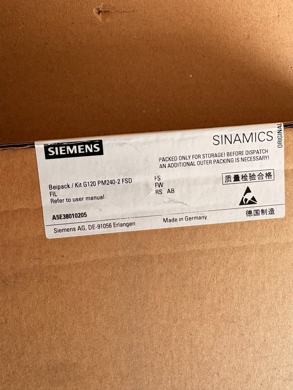 Siemens CU250S-2 PN - A5E38010205 - SINAMICS G120 Control Unit – NEW — tested industrial automation part by Samonde