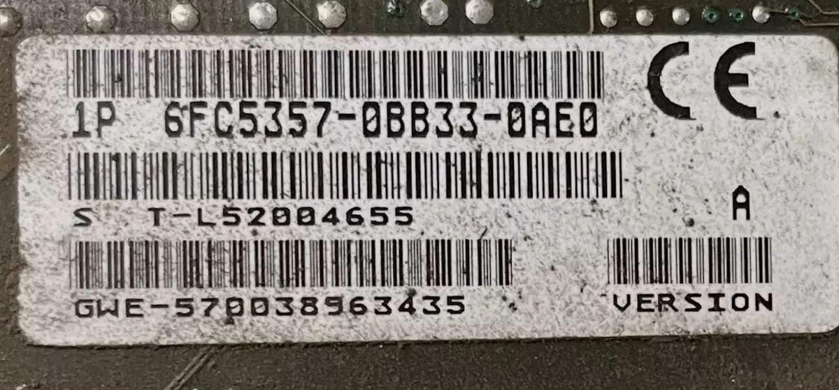 Siemens 6FC5357-0BB33-0AE0 SINUMERIK 840D/DE 1.5MB NCU 573.2 detail view — industrial automation spare part by Samonde