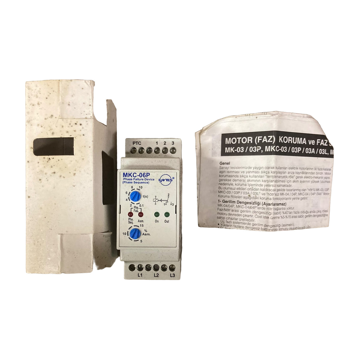 ENTES MKC-06P phase failure and phase sequence relay with original box and instruction leaflet