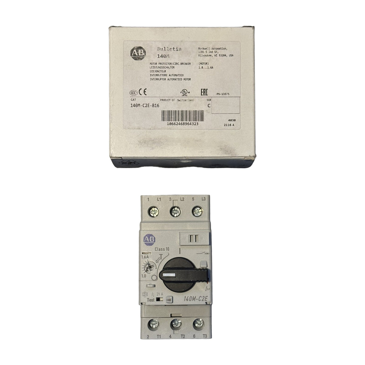 Allen-Bradley 140M-C2E-B16 motor protection circuit breaker with its original box