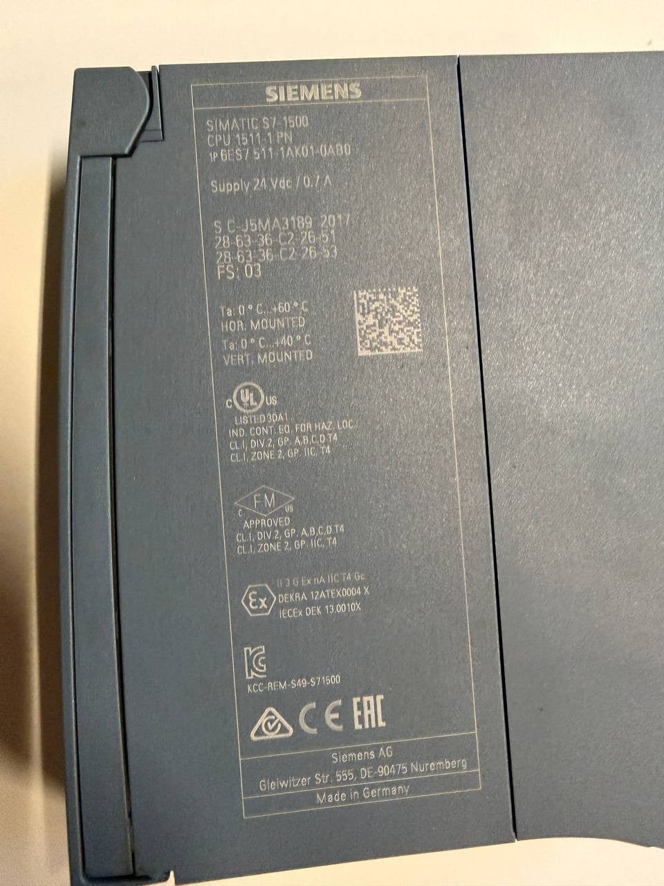 SIMATIC S7-1500 CPU 1511-1 PN 6ES7511-1AK01-0AB0 PLC Controller — tested industrial automation part by Samonde
