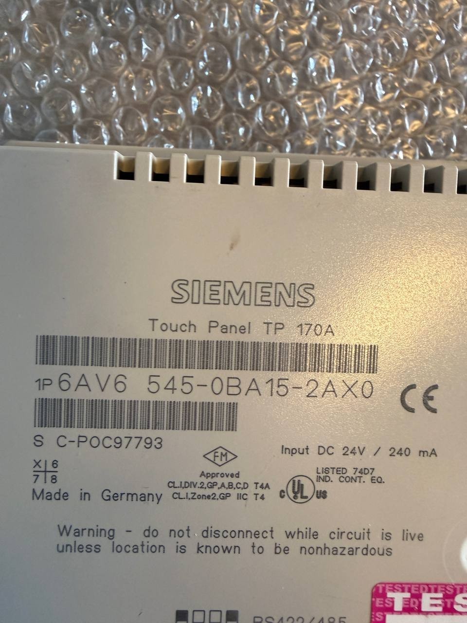 Simatic 6AV6545-0BA15-2AX0 Touch Panel 170A HMI Interface Display — tested industrial automation part by Samonde