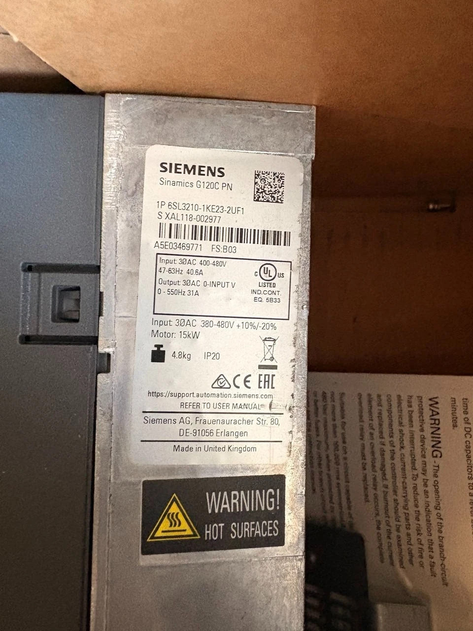 Siemens 6SL3210-1KE23-2UF1 SINAMICS G120 Inverter 22kW 400V – NEW — tested industrial automation part by Samonde