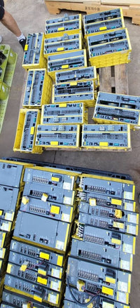 FANUC surplus lot: Two pallets of FANUC amplifier modules, top view