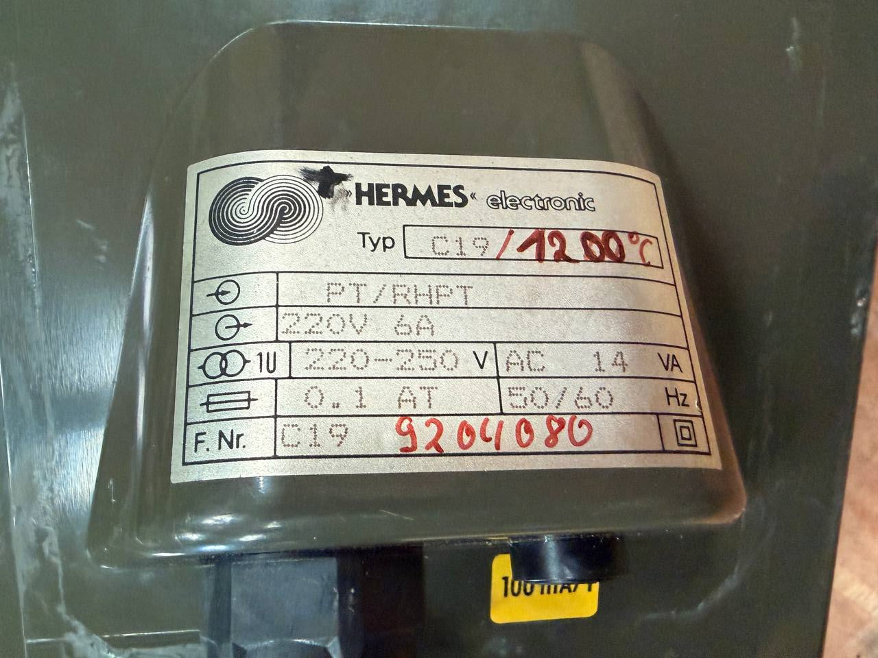 Electrical component with a label on a dark background