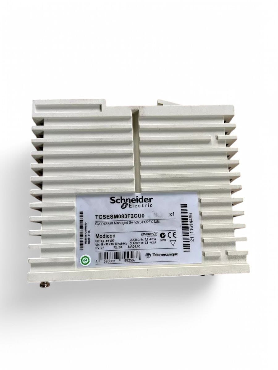 Schneider ConneXium TCSESM083F2CU0 - Industrial Ethernet TCP/IP Managed Switch side view — industrial automation spare part by Samonde