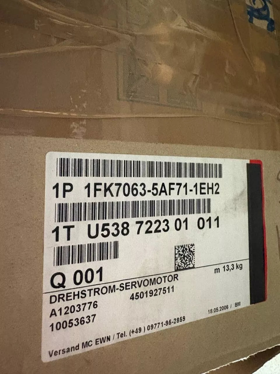 Siemens Servomotor 1FK7063-5AF71-1EH2 - New label view — industrial automation spare part by Samonde