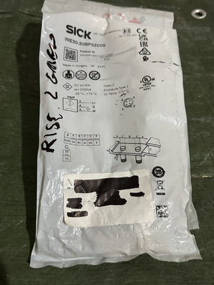 SICK IME30-20BPSZC0S bag label: P/N 1071293, Sn 20 mm, PNP, DC 10-30 V, made in Hungary