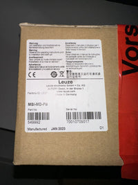 Leuze MSI-MD-FB muting interface box label, part no. 549992, made in Germany