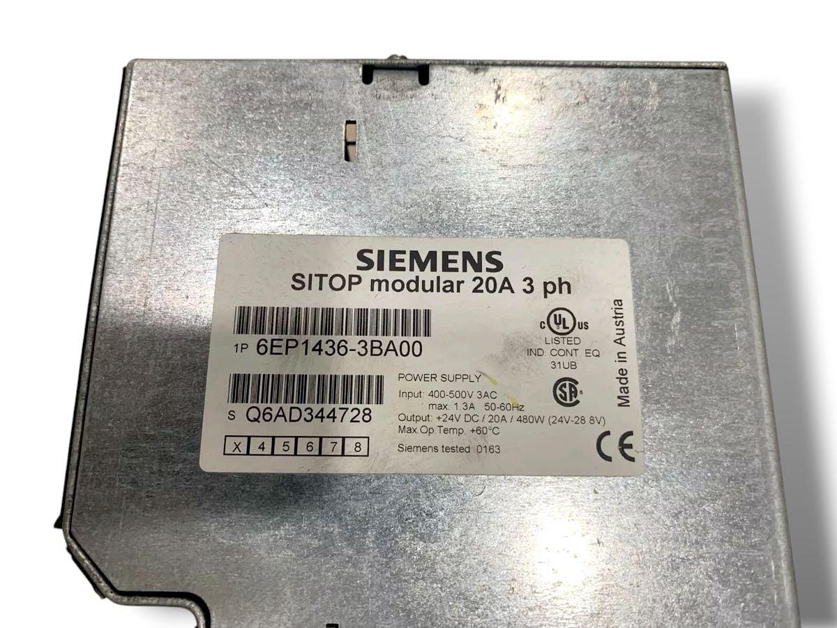 Siemens 6EP1436-3BA00 / 6EP1 436-3BA00 SITOP power 20A detail view — industrial automation spare part by Samonde