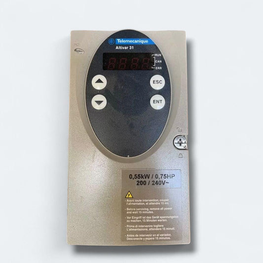 Schneider Electric ATV31H055M2 Telemecanique Frequency Converter / 0.55kW front view — industrial automation spare part by Samonde