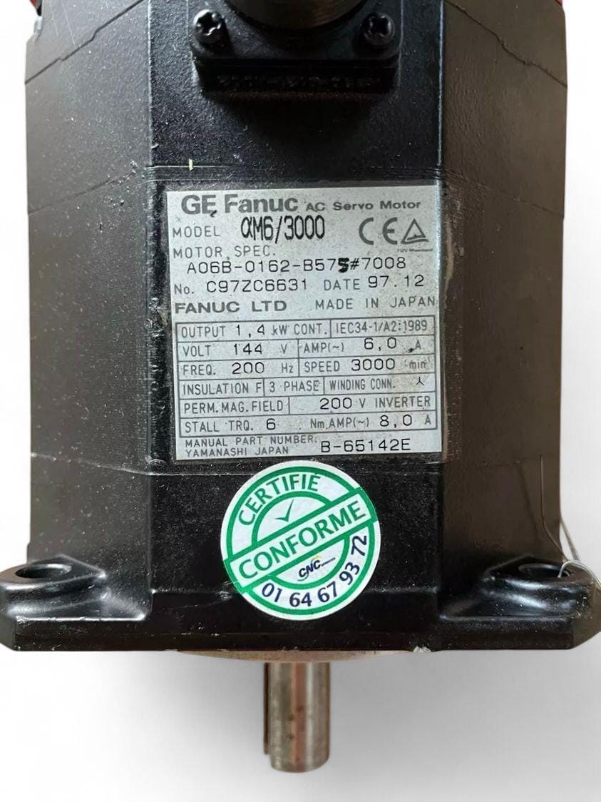 Fanuc AC Servo Motor A06B-0162-B575#7008 Model: αM6/3000 side view — industrial automation spare part by Samonde