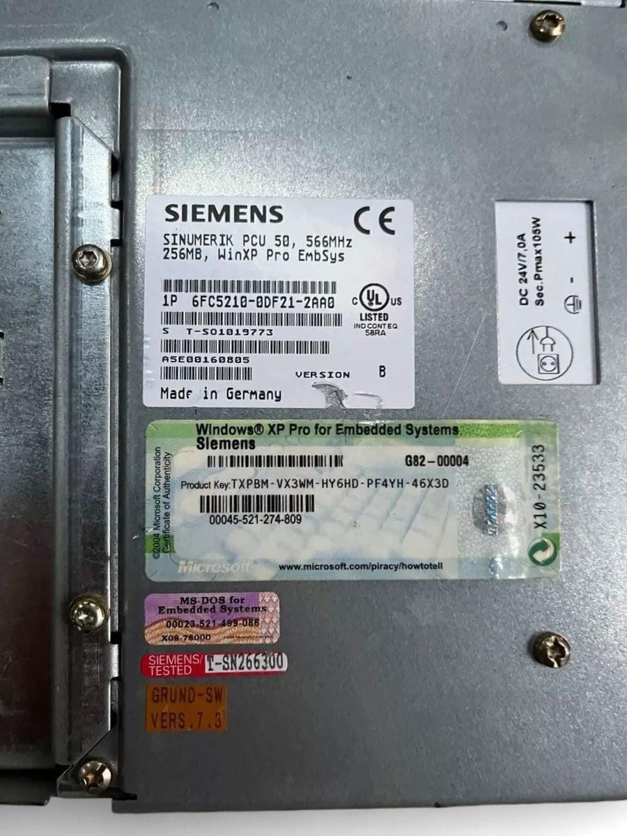 Siemens SINUMERIK PCU 50 6FC5210-0DF21-2AA0 Vers. B 566 MHz 256 MB side view — industrial automation spare part by Samonde