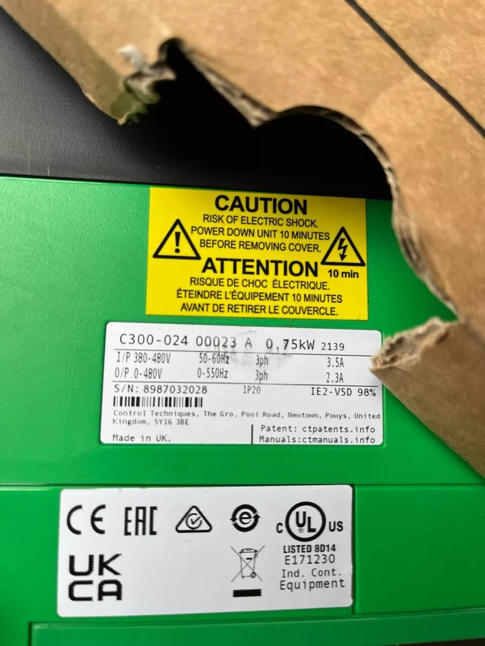 Leroy Somer Control Techniques C300-024 00023 A 0.75kW side view — industrial automation spare part by Samonde