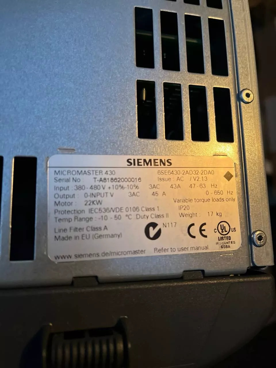 6SE6430-2AD32-2DA0 detail view — industrial automation spare part by Samonde