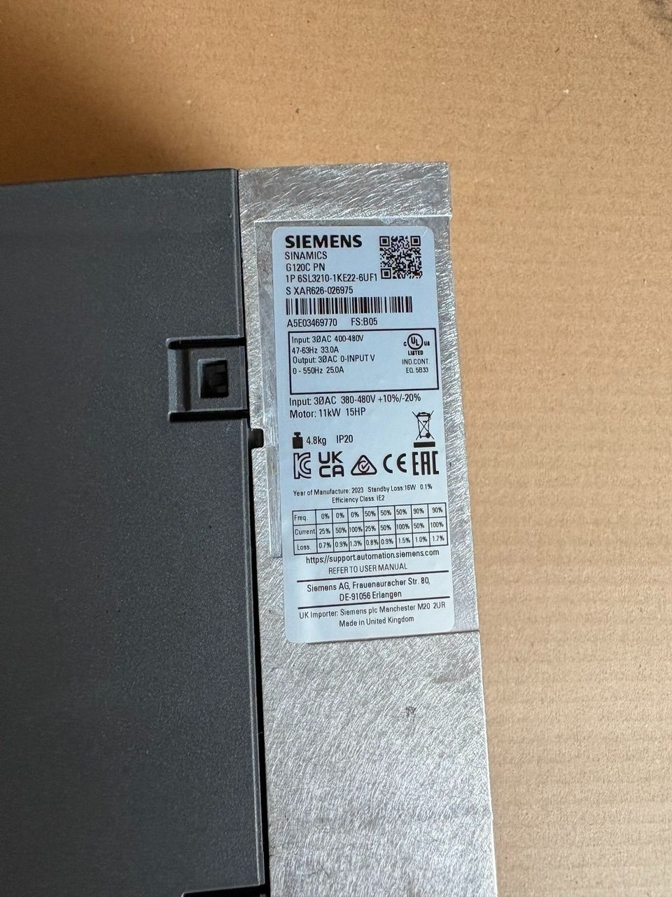 Siemens SINAMICS G120 6SL3210-1KE22-6UF1 Inverter 18.5kW 400V – NEW Open Box side view — industrial automation spare part by Samonde