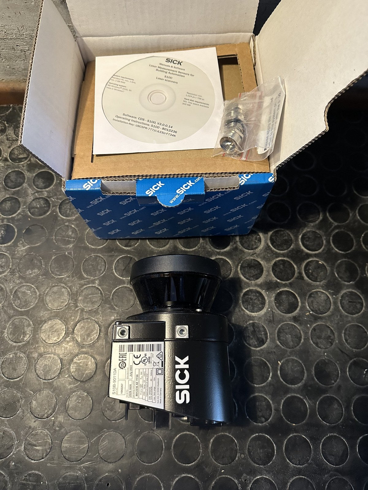 SICK S100 laser scanner, rating plate side