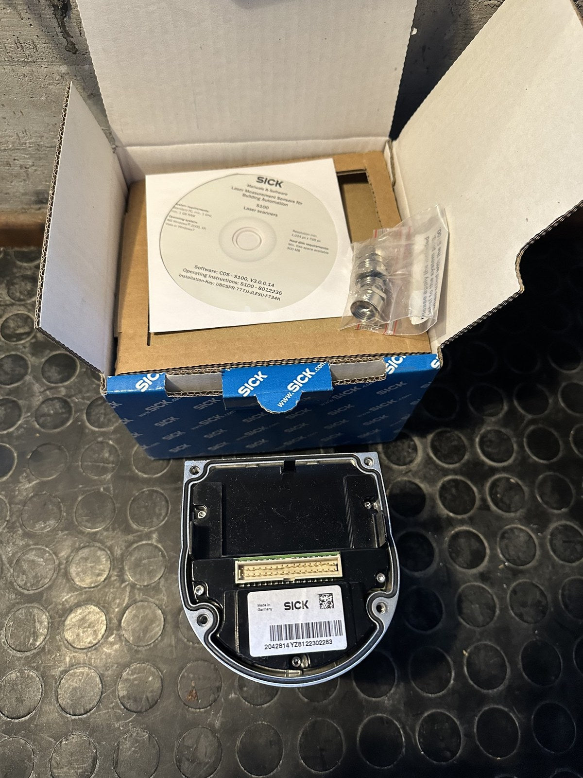 SICK S100 laser scanner, underside with connector
