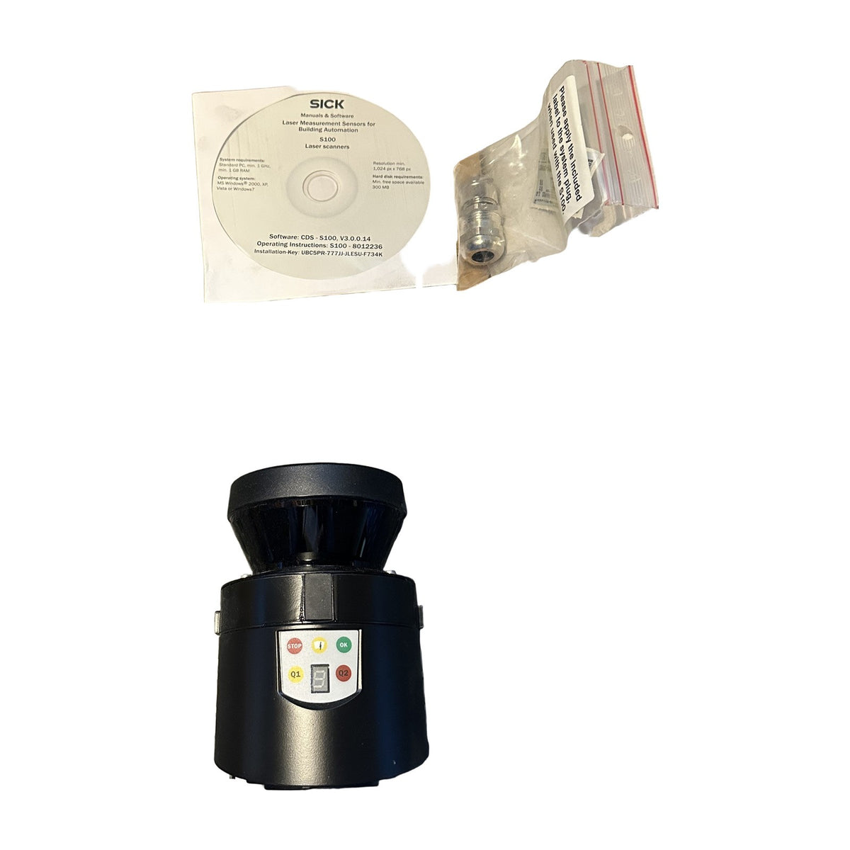 SICK S100 laser scanner, front with status display