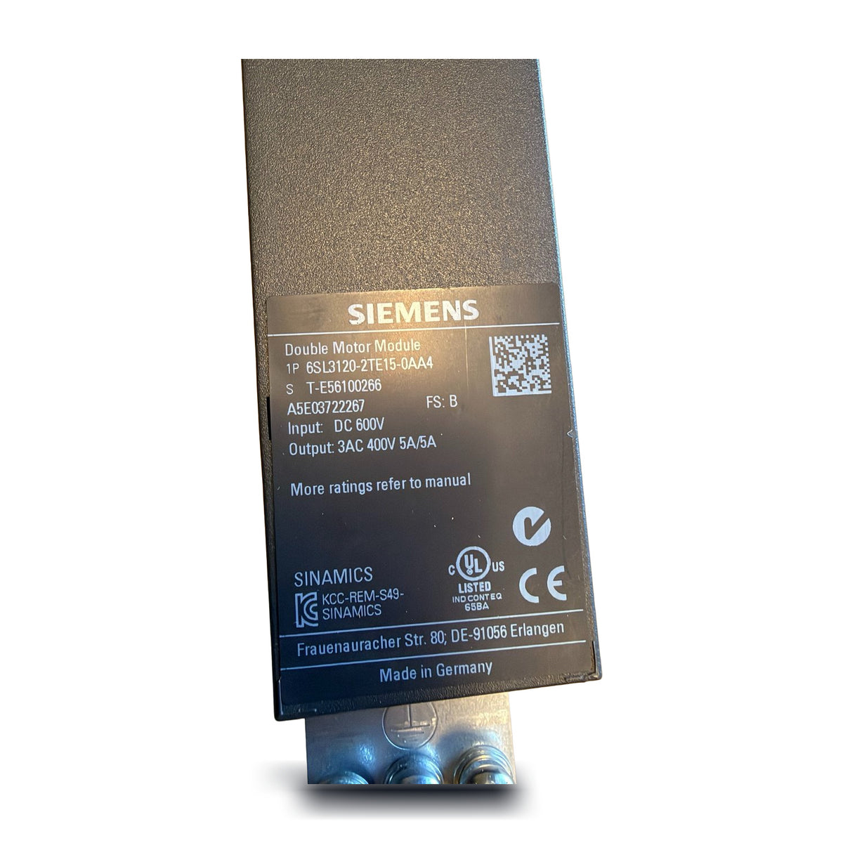 Siemens 6SL3120-2TE15-0AA4 — used — view 2