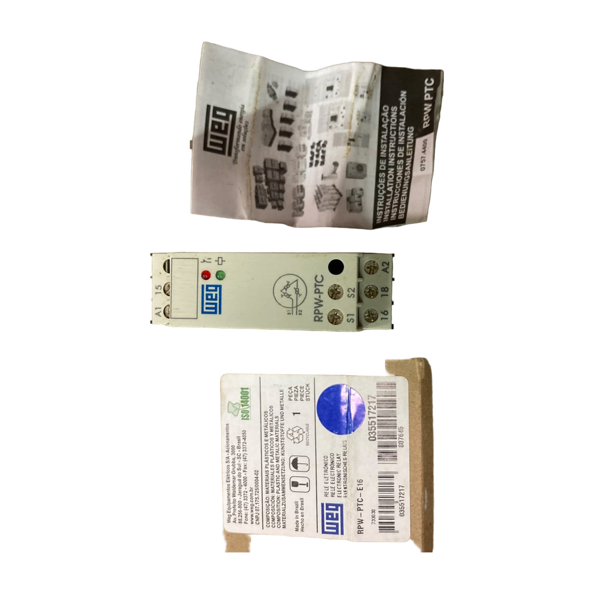 Surplus lot: WEG RPW-PTC-E16 PTC thermistor protection relay with box and leaflet